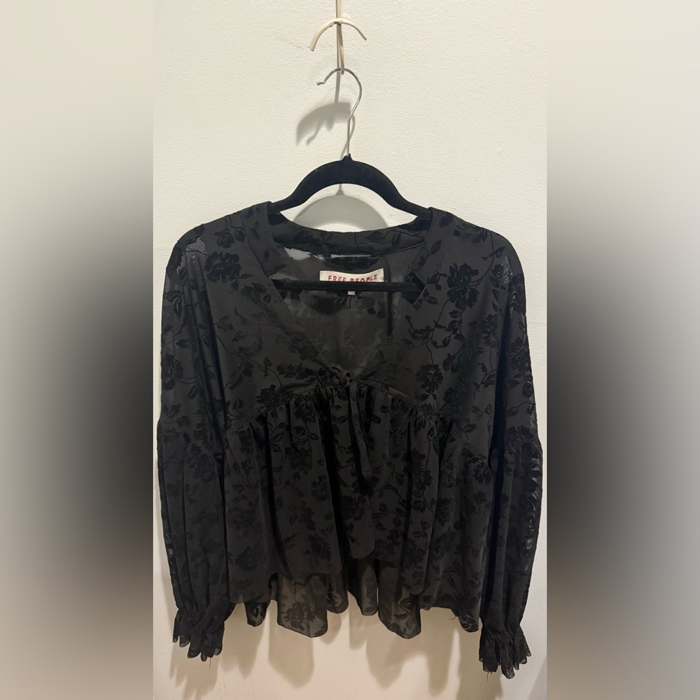 Free People Black Sheer Top